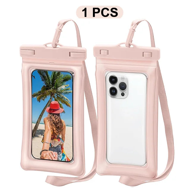 2PCS Waterproof Phone Pouch IPX8 Floating Dry Bag 1PCS Waterproof Phone Case for Beach compatible with under 7.2 inches phones