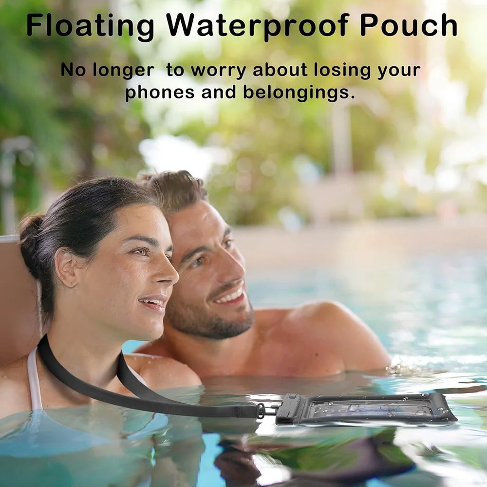 2PCS Waterproof Phone Pouch IPX8 Floating Dry Bag 1PCS Waterproof Phone Case for Beach compatible with under 7.2 inches phones