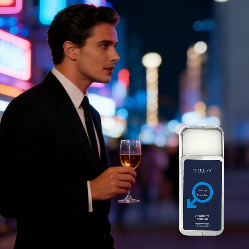Men's portable solid body lotion, long-lasting fragrance, cologne scent,Light and Fresh Scent,Portable boxed version