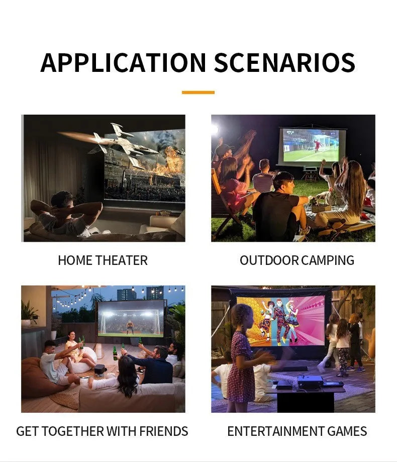 Powerful Native HD Mini Projector Mobile Phone Wired Screen Mirroring Portable Home Theater Projectors Supports HDMI USB Connect