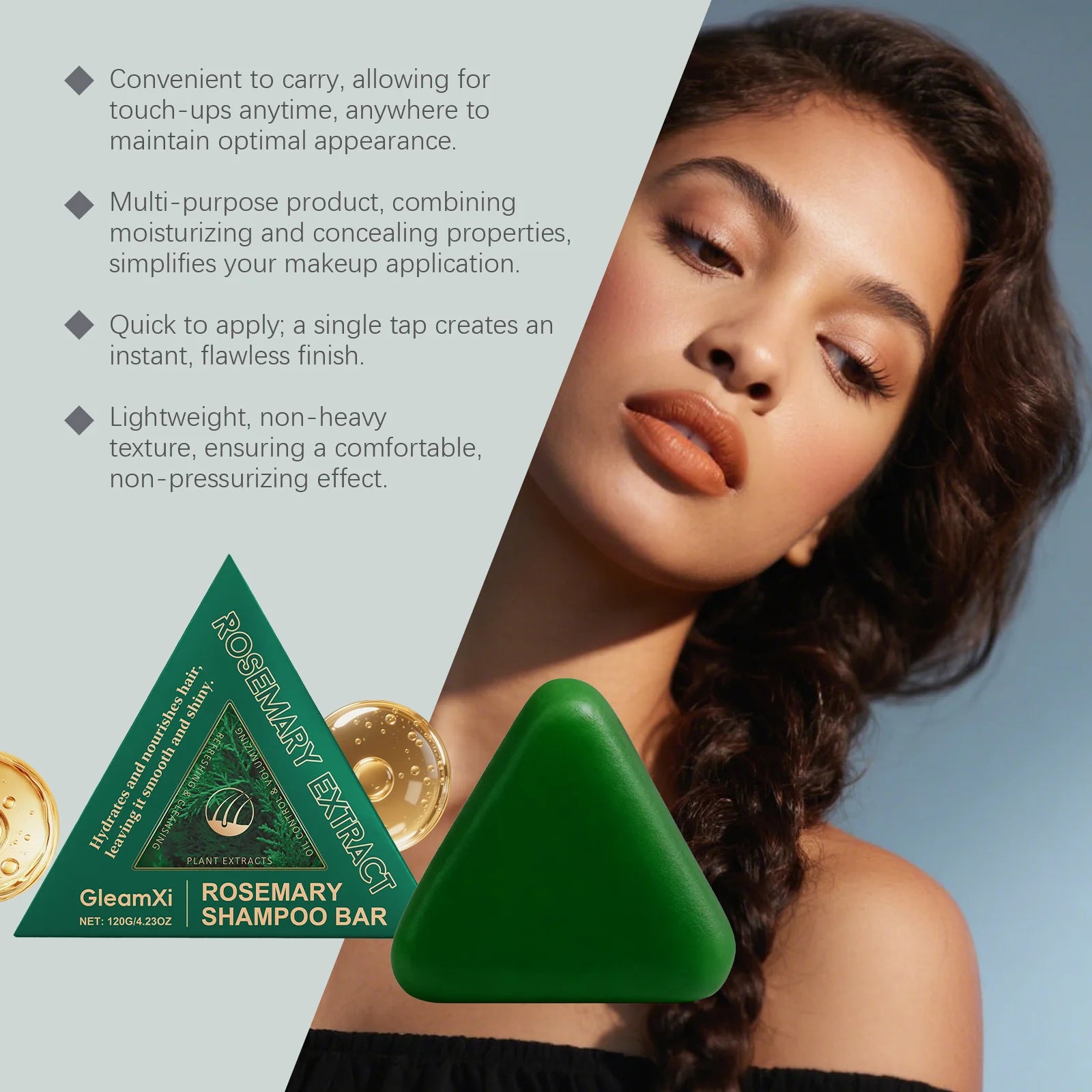 Rosemary Shampoo Bar Hair Growth Anti Hair Loss Oil Control Improve Frizz Split Ends Refreshing Nourishing Handmade Solid Soap