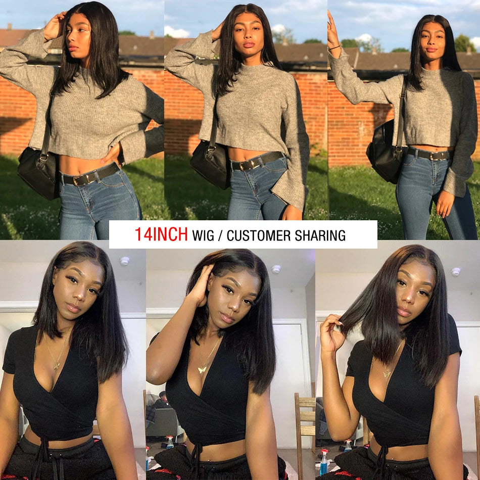 Wear And Go Glueless Straight Bob Wig Lace Front Human Hair Wigs For Women Peruvian Lace Frontal Wig perruques cheveux humains