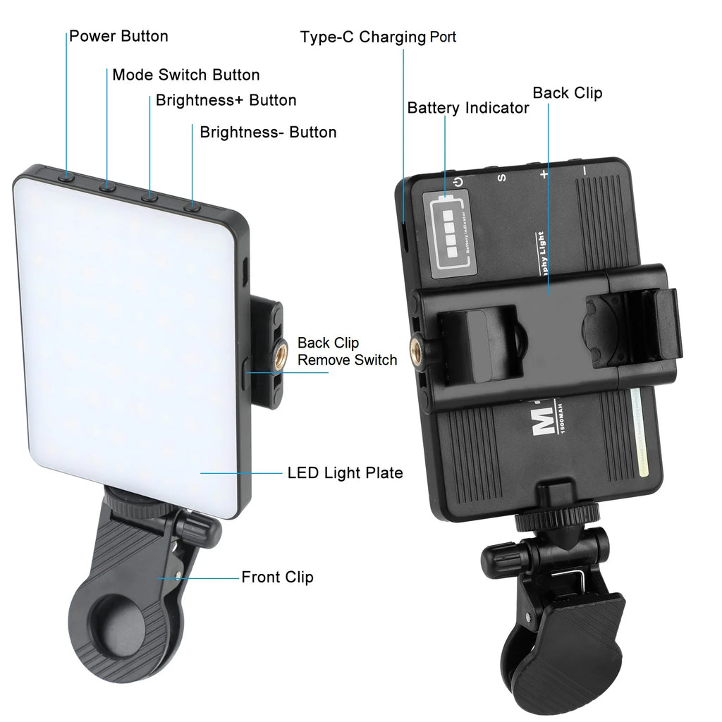 Selfie Light with Clip on Phone Light for iPhone iPad Laptop Camera LED Phone Light Clip Fill Light for Tiktok Video Makeup