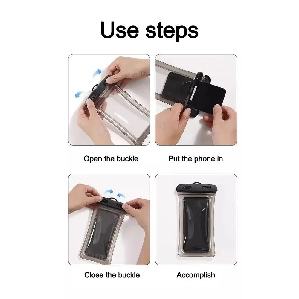 Transparent Waterproof Phone Pouch Under 7.2 Inches Touch Screen Swimming Rafting Waterproof Case with Lanyard Sealed Bag