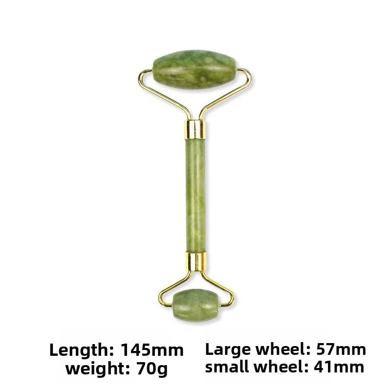 Natural Jade Roller Massager for Face Body Back Foot Massage Roller Facial Liftting Anti-wrinkle Double-end Gua Sha Jade Stone