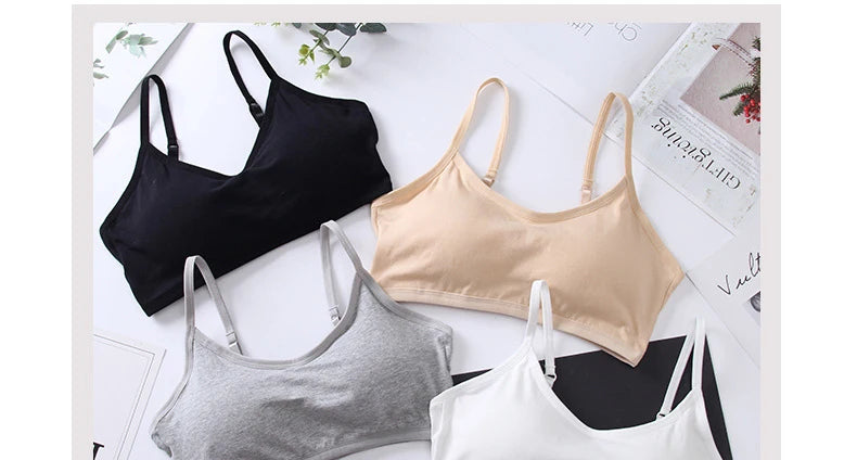 Cotton Bra for Women Fixed Pads Sports Shockproof Underwear Seamless Solid Back Closure Female Lingerie