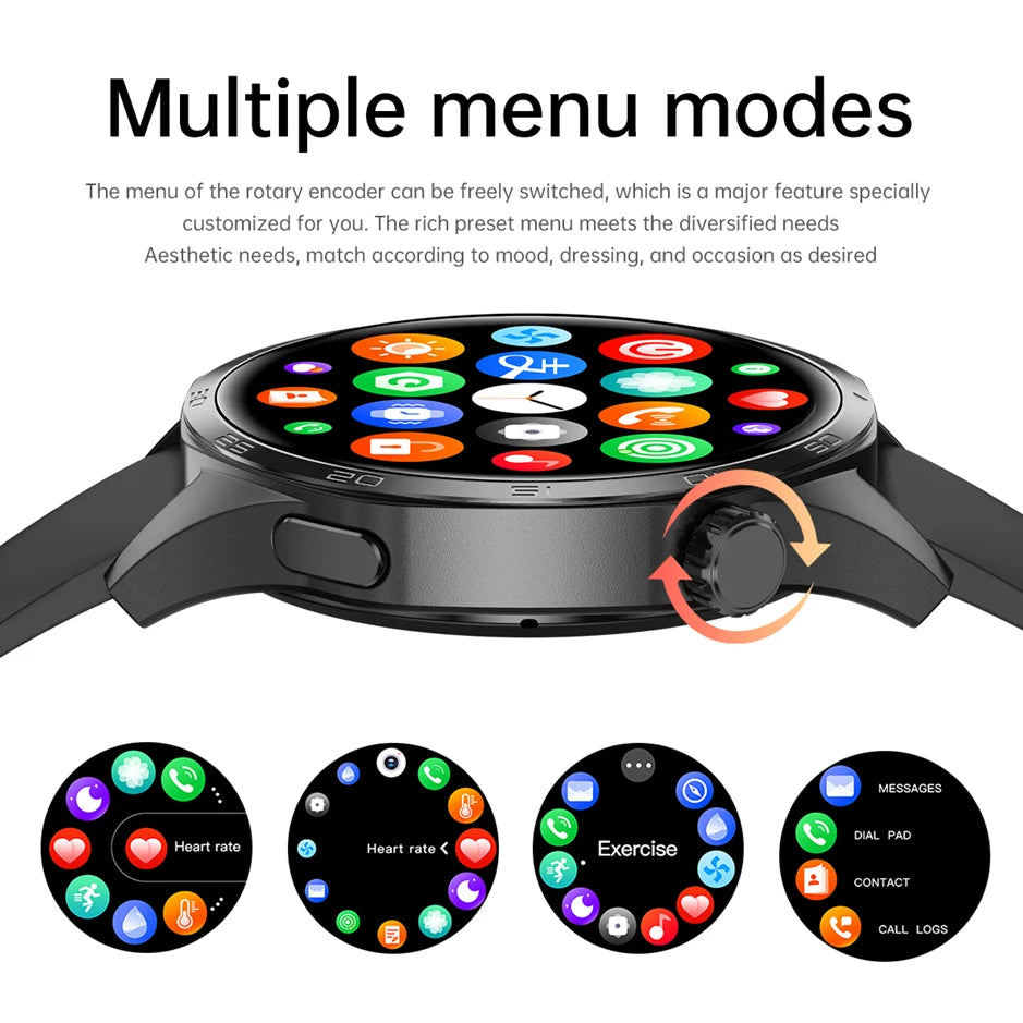Full Round Smart Watch Men AMOLED HD Screen Bluetooth Call Watches Health Monitoring GPS Tracker Smartwatch Men For Android IOS
