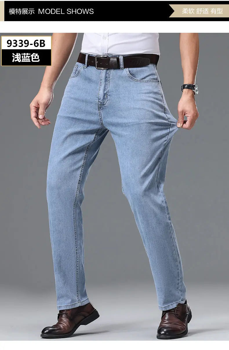 Men's Fashionable Jeans All-Season Cotton Blend Straight-Leg Pants Trendy Minimalist Versatile Casual Style Denim Wear Size29-42
