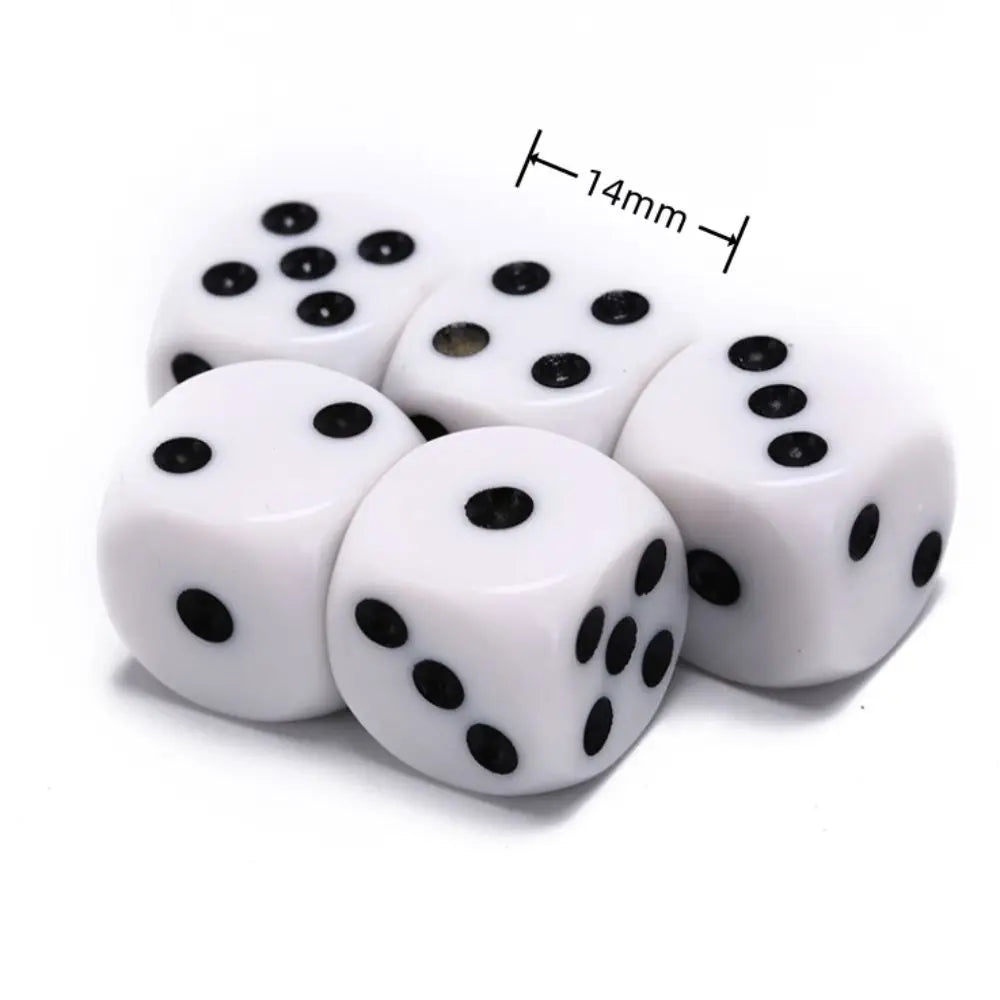 5Pcs/10Pcs 14mm/10mm 6 Sided Drinking White Dices Round Corner Cubes RPG Dice Acrylic Game Accessory Digital Point Dice Set