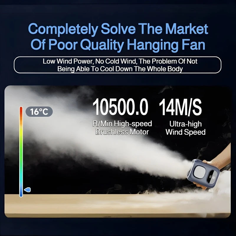Summer Portable Waist-mounted Fan 3CM Ultrathin 4000mAh Clip on Strong Wind Small Fan Outdoor Work Neck Hanging Cooling Fan