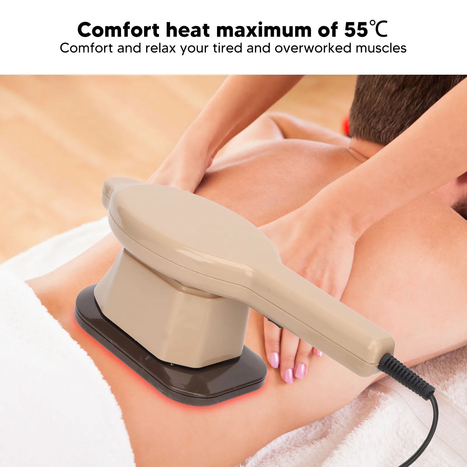 Handheld Back Massager Handheld Massage Machine Iron Shaped Hot Compress Relieve Fatigue Body Beating Massager