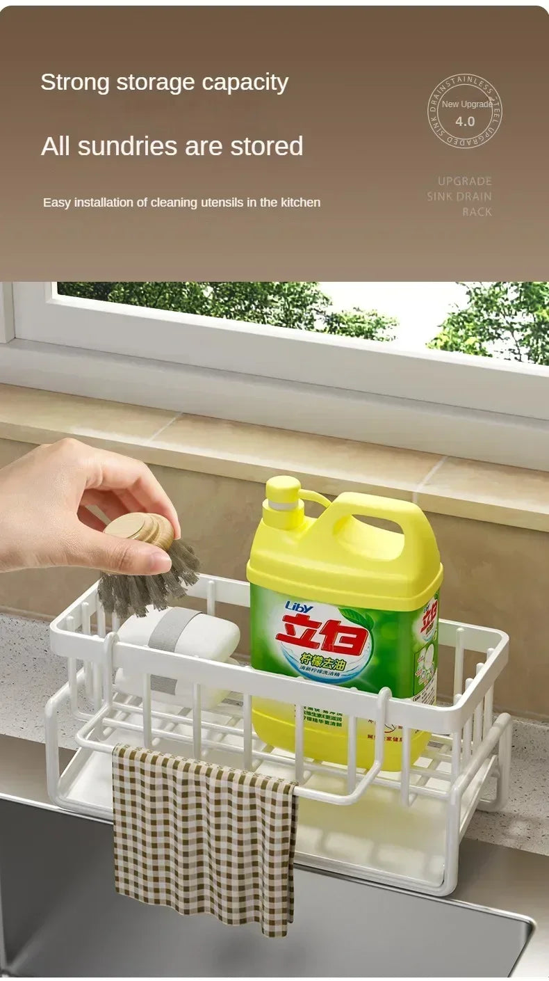 kitchen Organizer storage Multifunctional Sponge Rack Drainer Kitchen Shelf Sink Rag Dishwashing Detergent Dishcloth Organiser