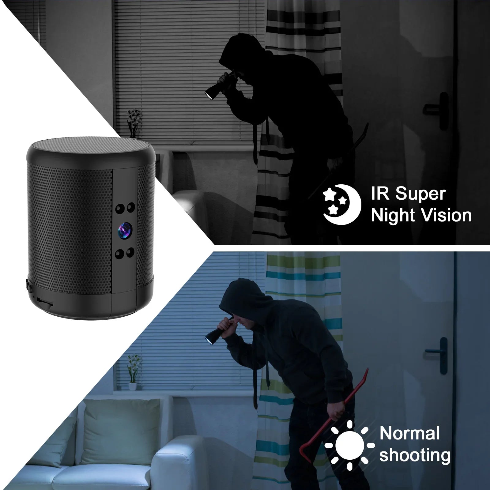 WiFi Security Camera Speaker Video Recorder HD Night Vision 140 Degree Wide Angle Lens 2 Way Talk 2K Loop Recording for Office