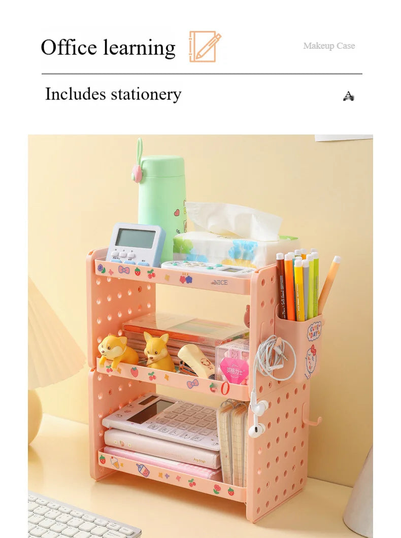 Multi-functional 3-tier Desktop Organizer, Desktop Shelf, Hole Board, Pen Holder Office Desk Organizer, Desk Desk Organizer