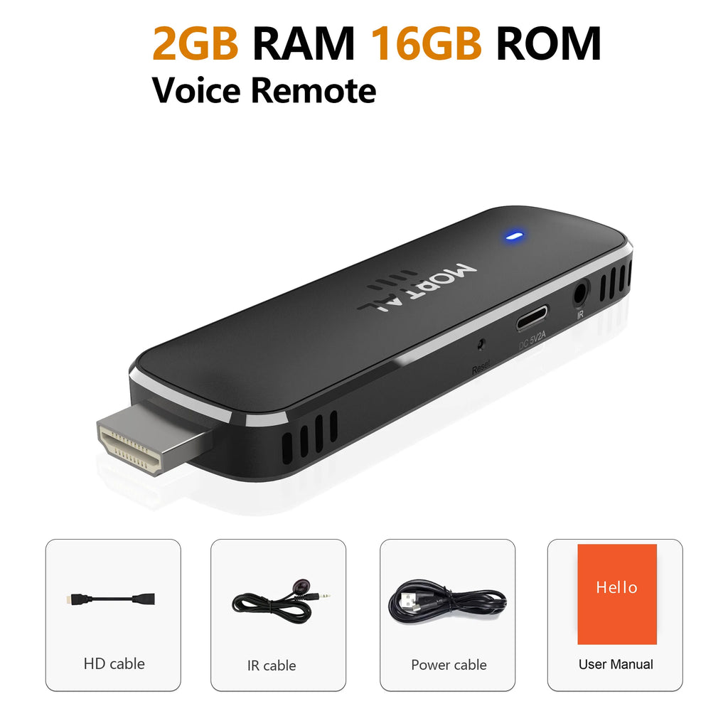 Mortal Wi-Fi 6 Streaming Stick Q8 Ultra 4K HDR Android14 AllwinnerH313 with Voice Remote Netflix Youtube Free Live TV