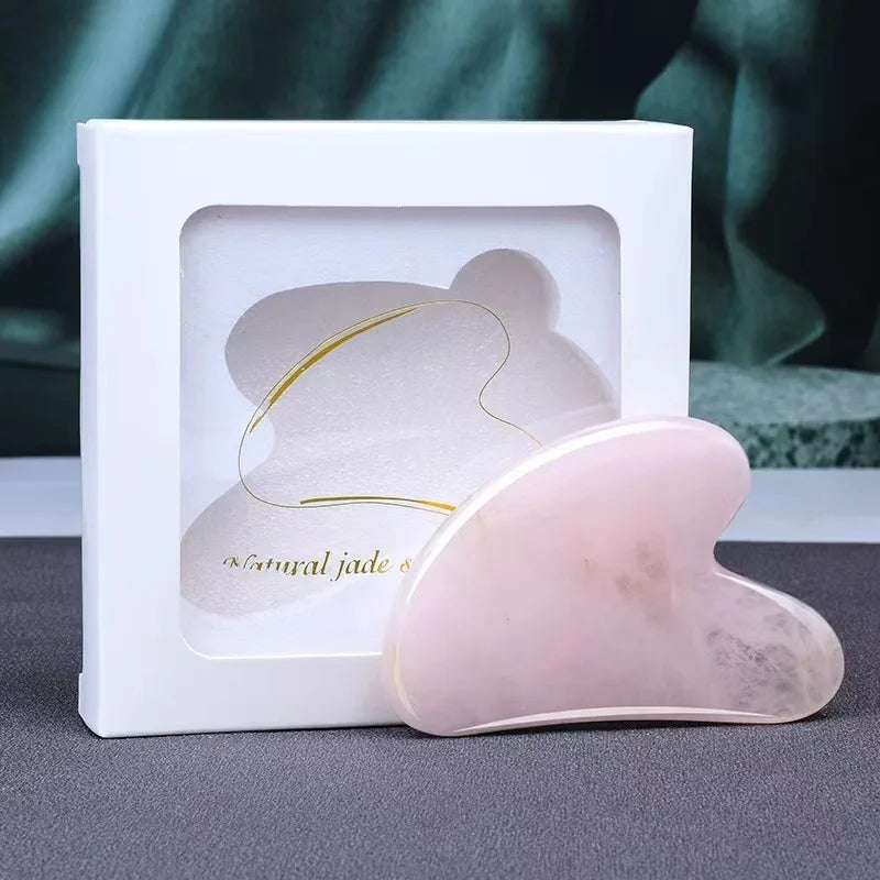 Natural Stone Gua Sha Scrapers (Rose Quartz/Amethyst/Jade) - Face Neck Back Body Massage Tools