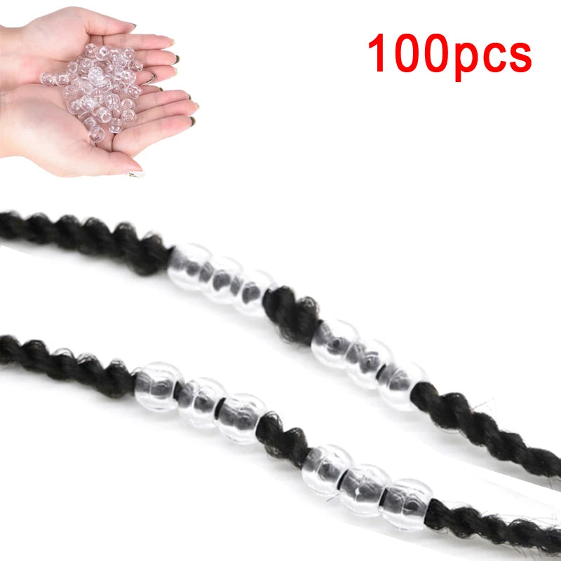 100pcs/lot Dreadlocks Hair Ring Hair Braid Beads Lucency Colourful Hair Braid Dread Dreadlock Beads Cuffs Clips Approx 6mm Hole