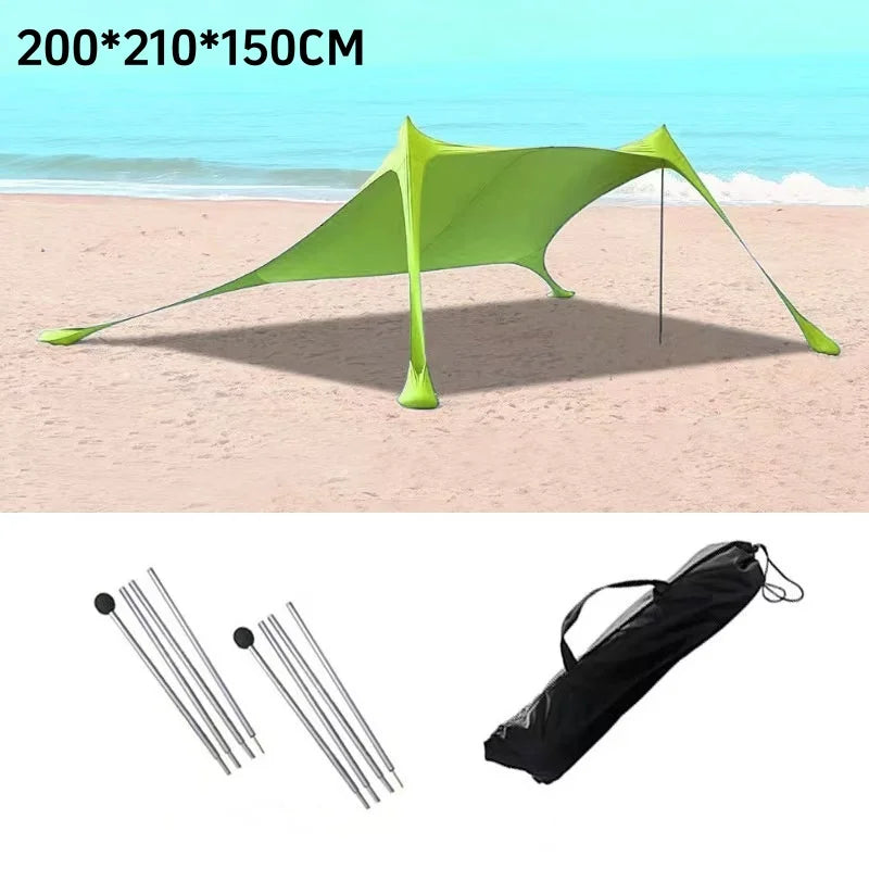 200*210*150CM Family Beach Tent Beach UV Protection Canopy Tent For 3-4 Person Outdoor Camping Wind Resistance Awning