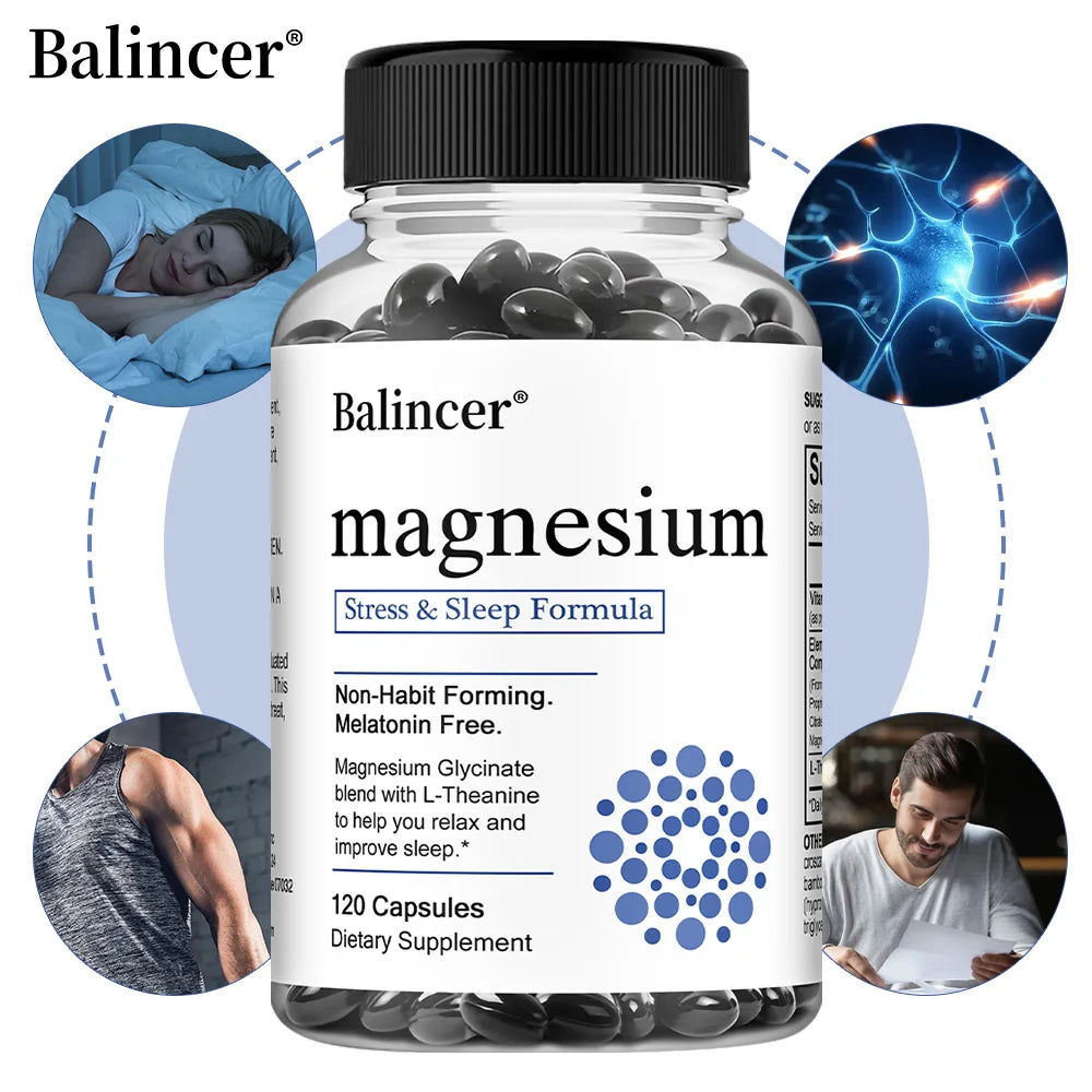 Magnesium Glycinate - Improve Cardiovascular Health, Reduce Stress, and Promote Healthy Sleep, Muscle Growth, Non-GMO