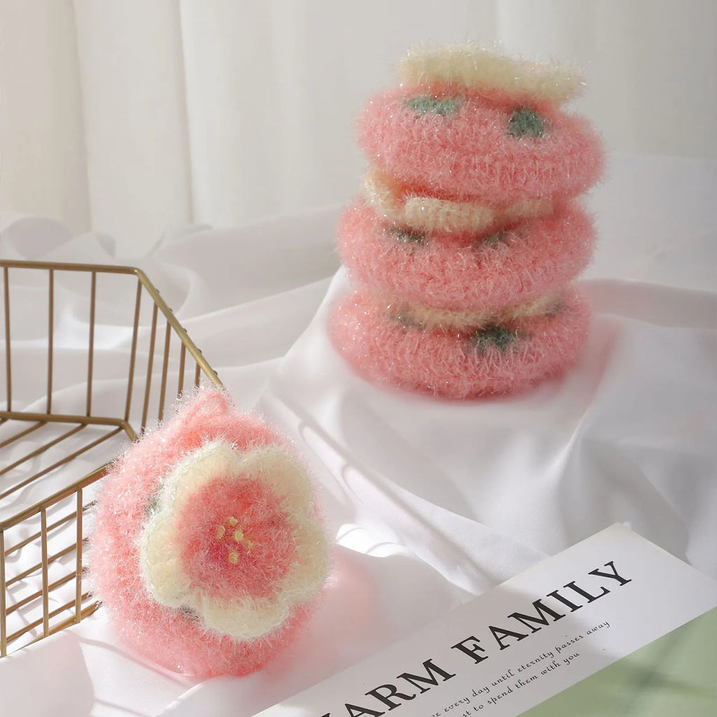 Kitchen Dish Cloths Absorbent Dish Rag Reusable Dish Towels Efficient Anti-grease Sakura Shape Cleaning Kitchen Acrylic
