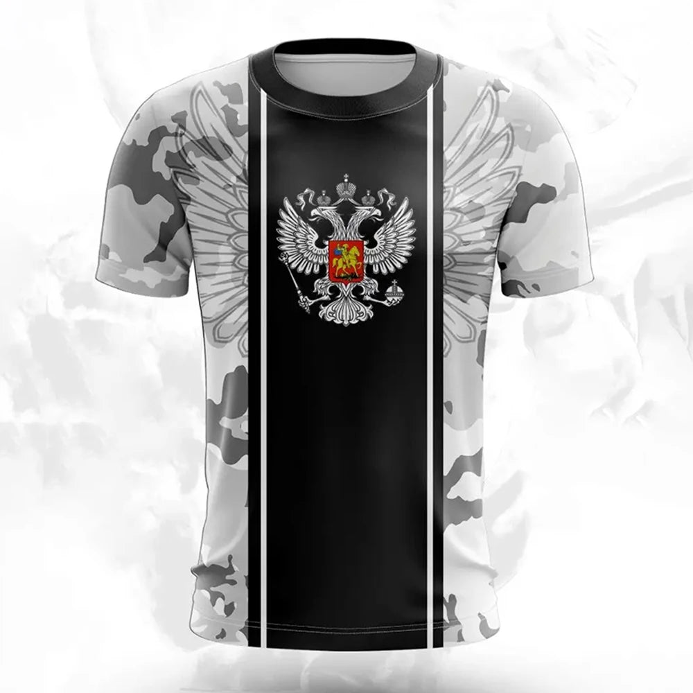 Russia Men's T-shirts Casual Fashion Summer New Russian Flag Short Sleeved Tops Tees Men's Clothing Oversized T-shirt Streetwear