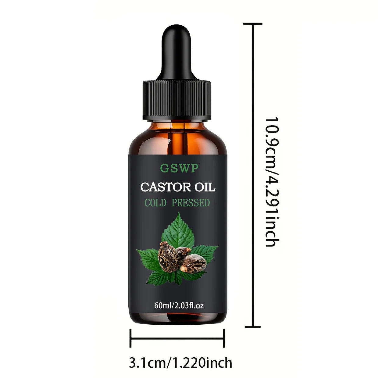 GSWP castor oil is suitable for facial skincare, body massage, hair care, hand moisturizing, and aromatherapy diffuser use.60ml
