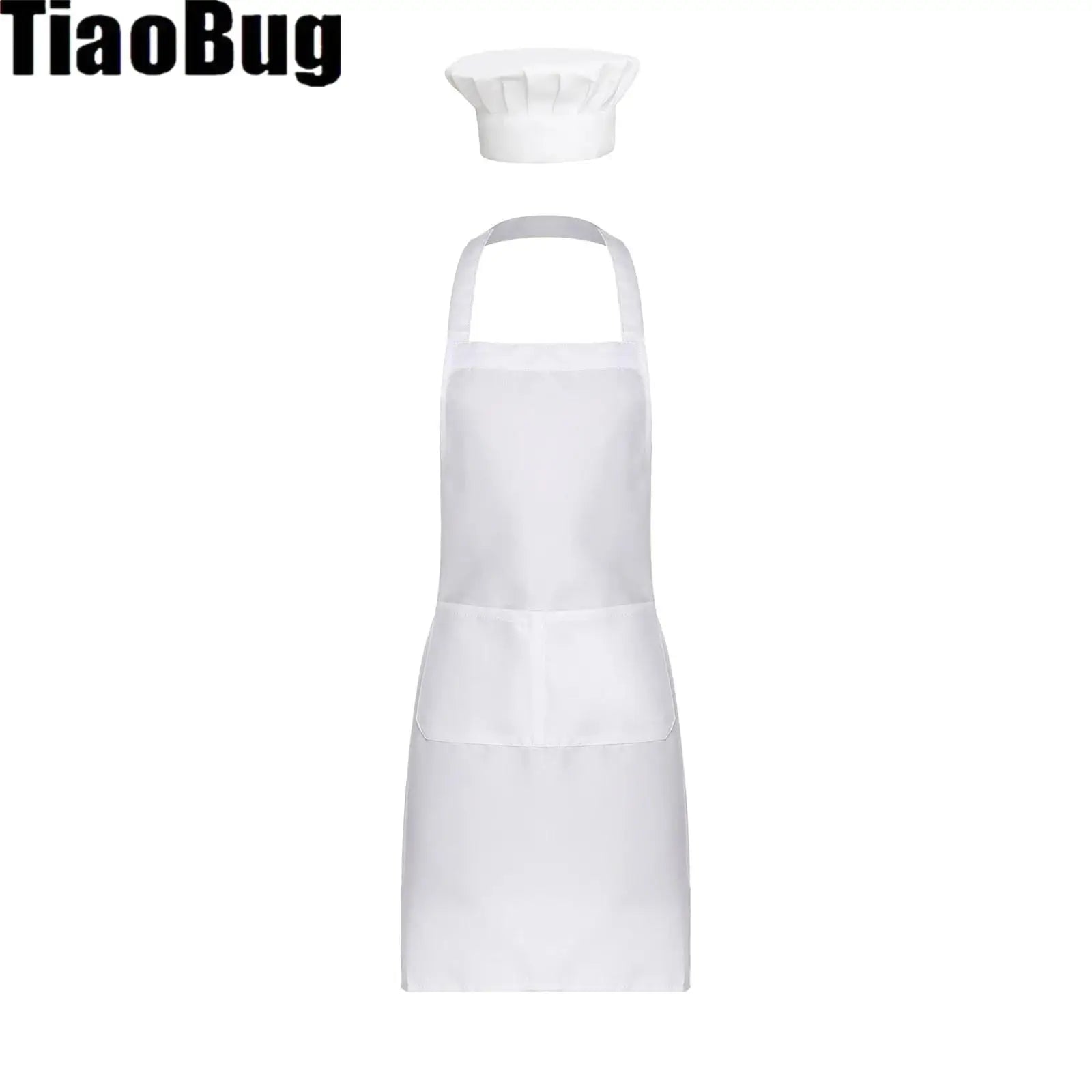Mens Womens Chef Costume Set Unisex Adult Halter Lace-up Apron with Adjustable Cook Hat for Kitchen Restaurant Hotel Bakeshop