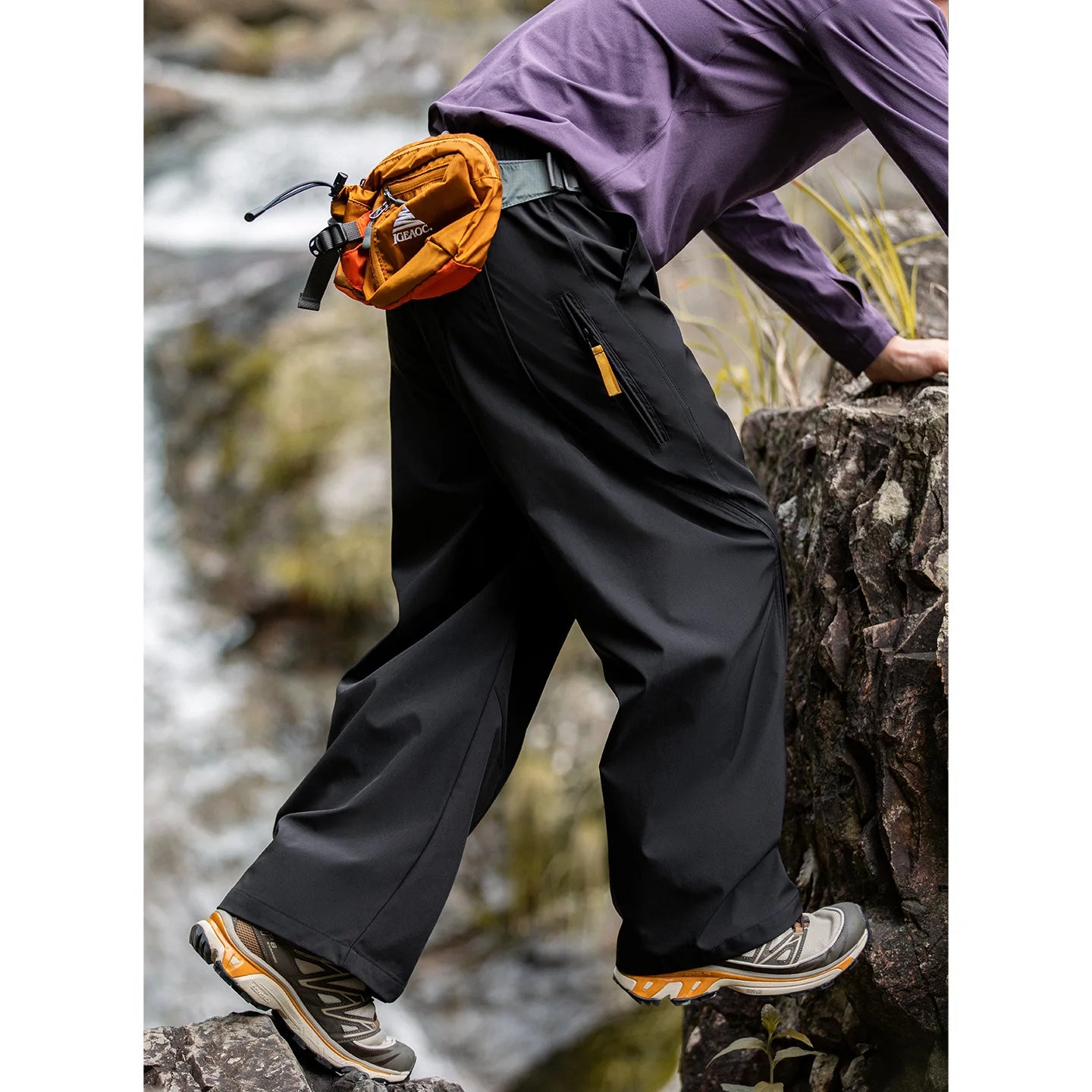 Streetwear Cargo Pants - Waterproof Windproof Fabric with Drawstring Elastic Waist｜Fall 2025 Loose Fit
