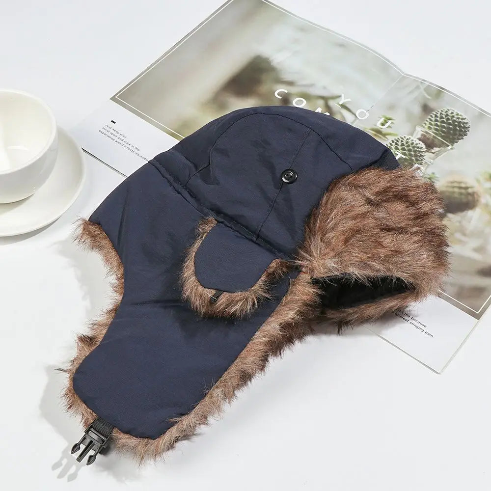 Men Women Trapper Bomber Hats Russian Ushanka Warm Winter Fur Earflap Ski Hat