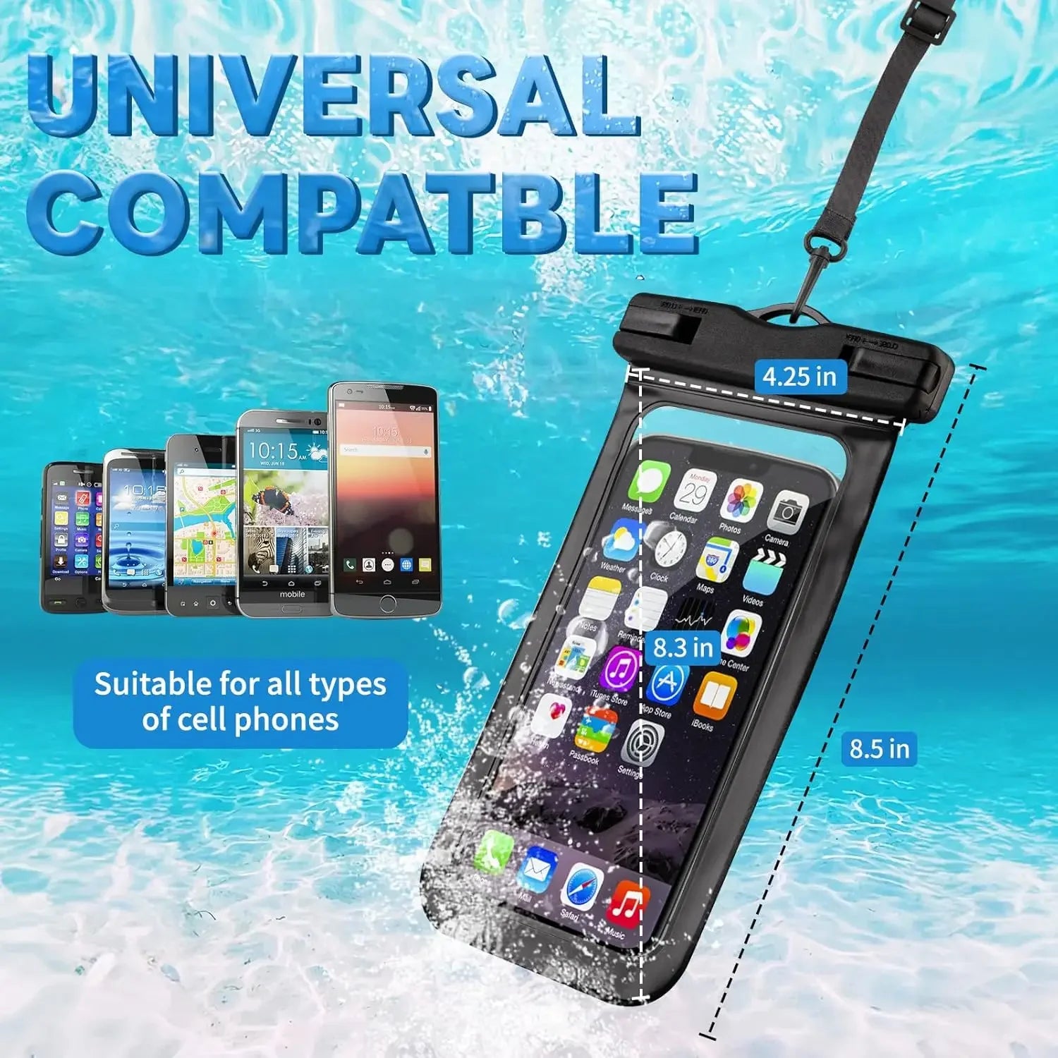 Floating Waterproof Phone Pouch Universal Water Resistant Phone Case Under 7.2 Inches Phone Dry Bag Essential for Water Sport