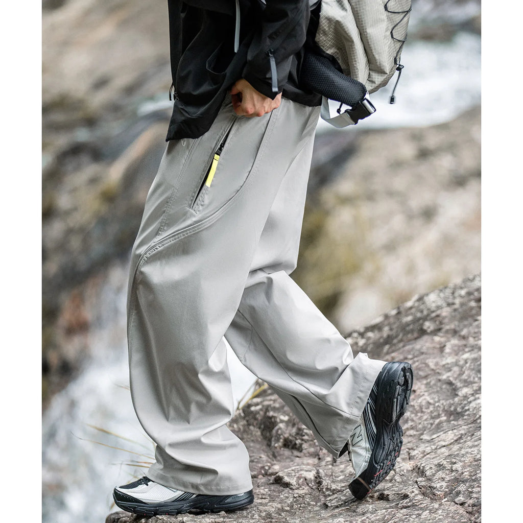 Streetwear Cargo Pants - Waterproof Windproof Fabric with Drawstring Elastic Waist｜Fall 2025 Loose Fit