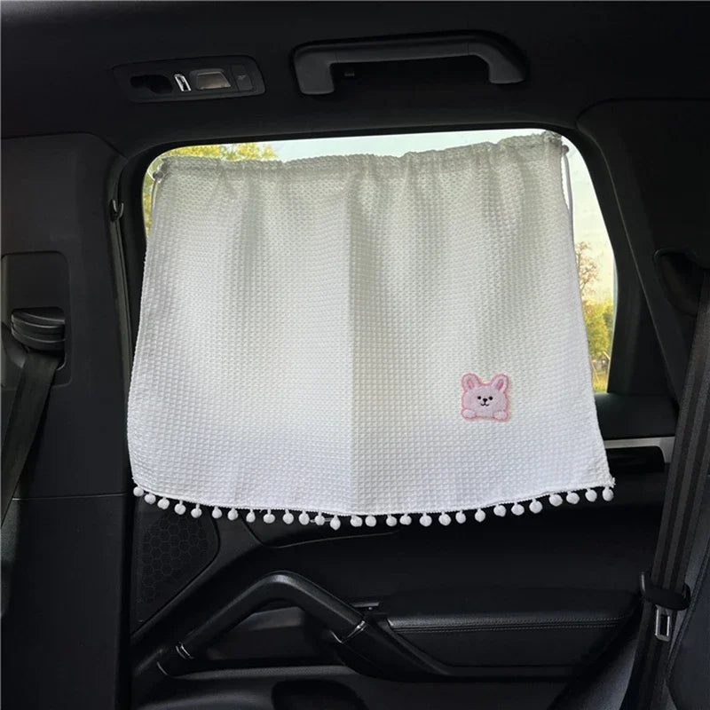 Universal Suction Cup Curtain Flower Car Window Sunshade Cover Cartoon Side Window Sunshade Uv Protection For Kid Baby Children