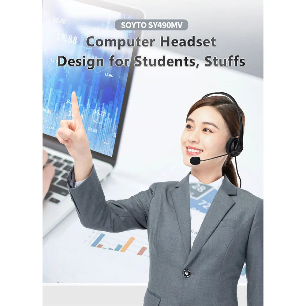 3.5mm/USB Computer Headset with Noise Cancelling Microphone Chatting Network Teaching Video Conferencing Stereo Wired Headset