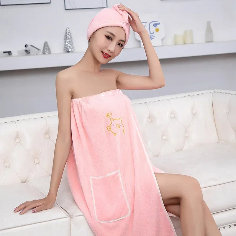 Soft Microfiber Quick - Dry Bath Towel, 2pcs/set, Magic Absorbent, for Women, Beach & Bathroom Towelling Bathrobe