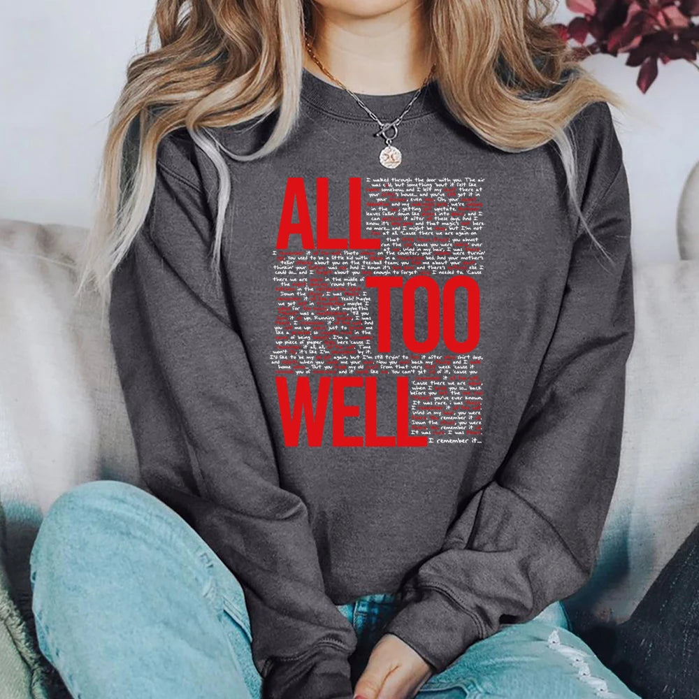 Vintage All Too Well Sweatshirt Eras Tour Mindnight Hoodie Lover Inspired Karma Sweater Music Crewneck Sweatshirts Gift for Fans