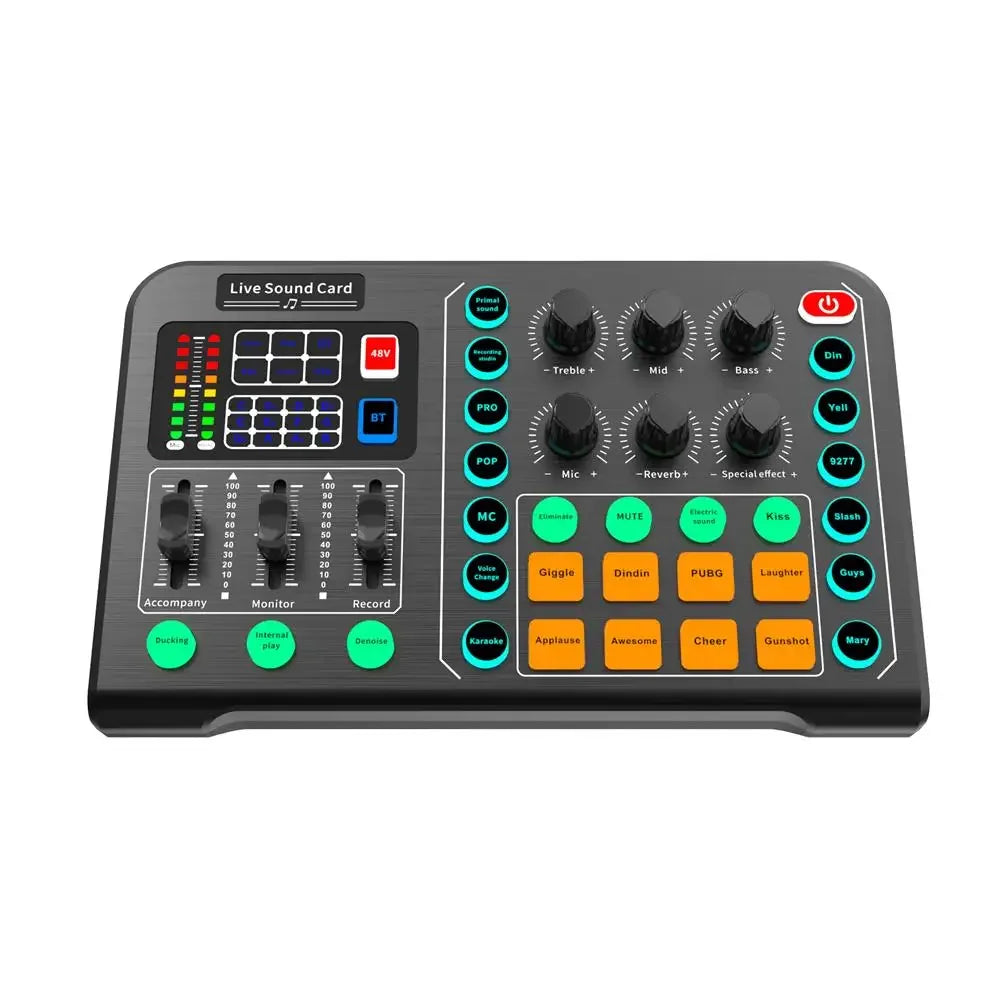 M6 Sound Card Audio Mixer for Live Broadcast Karaoke Live Broadcast Equipment for Game Singing Voice Podcast Live Streaming