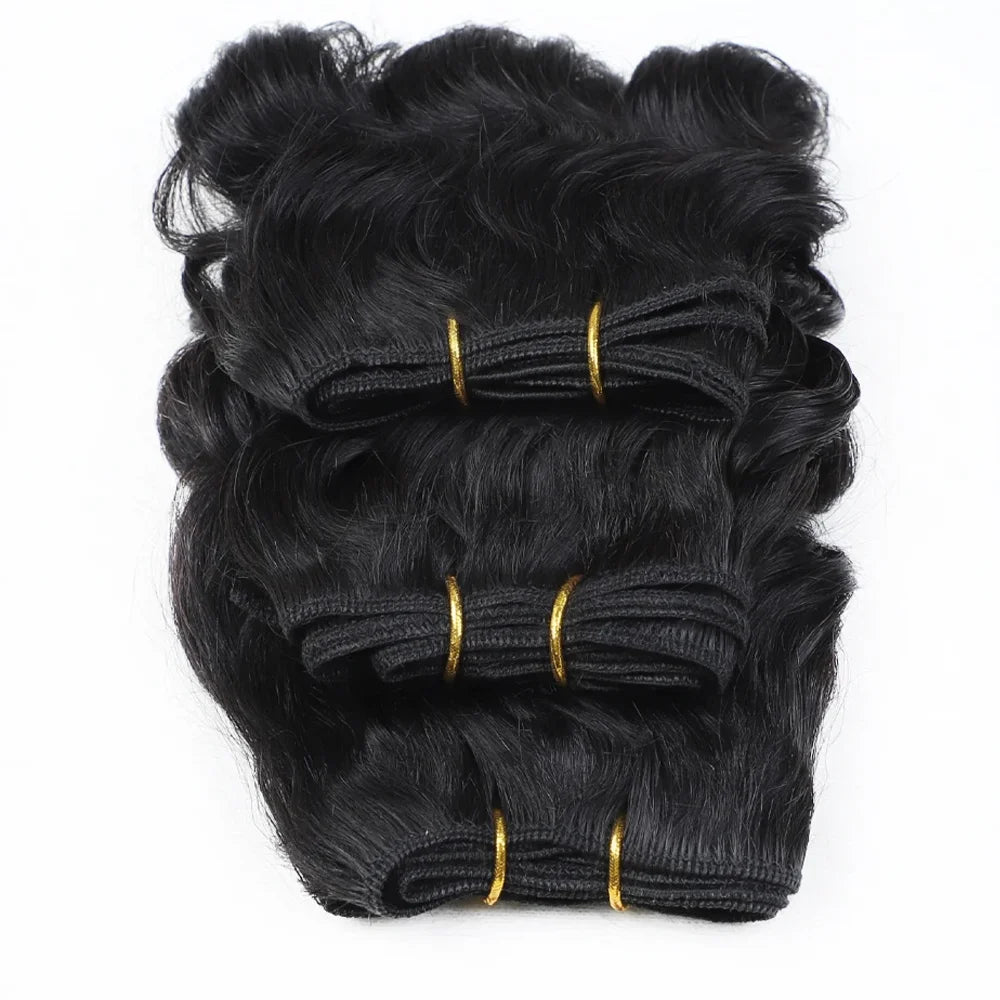 3pcs Short Curly Hair Bundles Brazilian Hair Weave Bundles 100% Human Hair Bundles Hair Extension Human Hair Bundles Short Curly