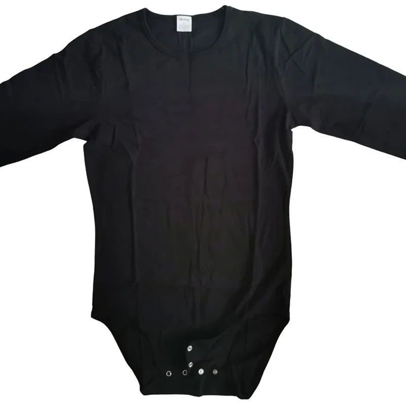 ABDL Adult Baby Black Bodysuit With Snaps/Adult Long Sleeve Bodysuit Romper /Adult Jumpsuit/Adult Onesie