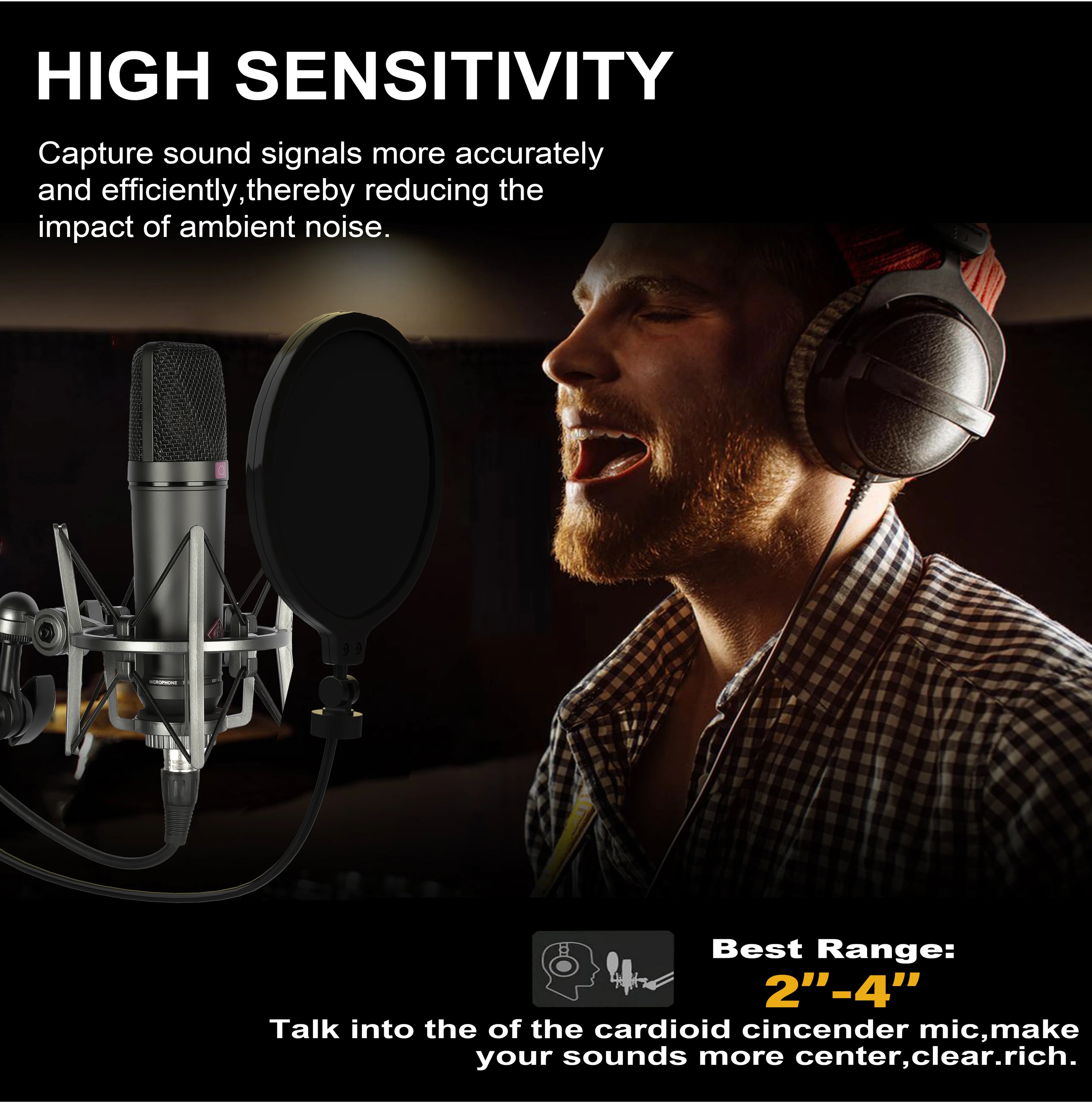 U87 AI Condenser Microphone Large Diaphragm Studio XLR Mic for Vocal Recording Podcast YouTube Live Stream Streaming Voice Over