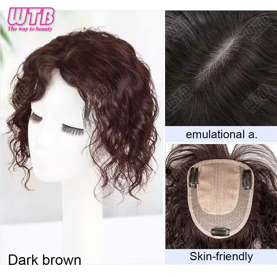Synthetic Clip In Hair Extension Short Curly Toupee Hairpiece for Women With Thinning Hair Increase Hair Volume