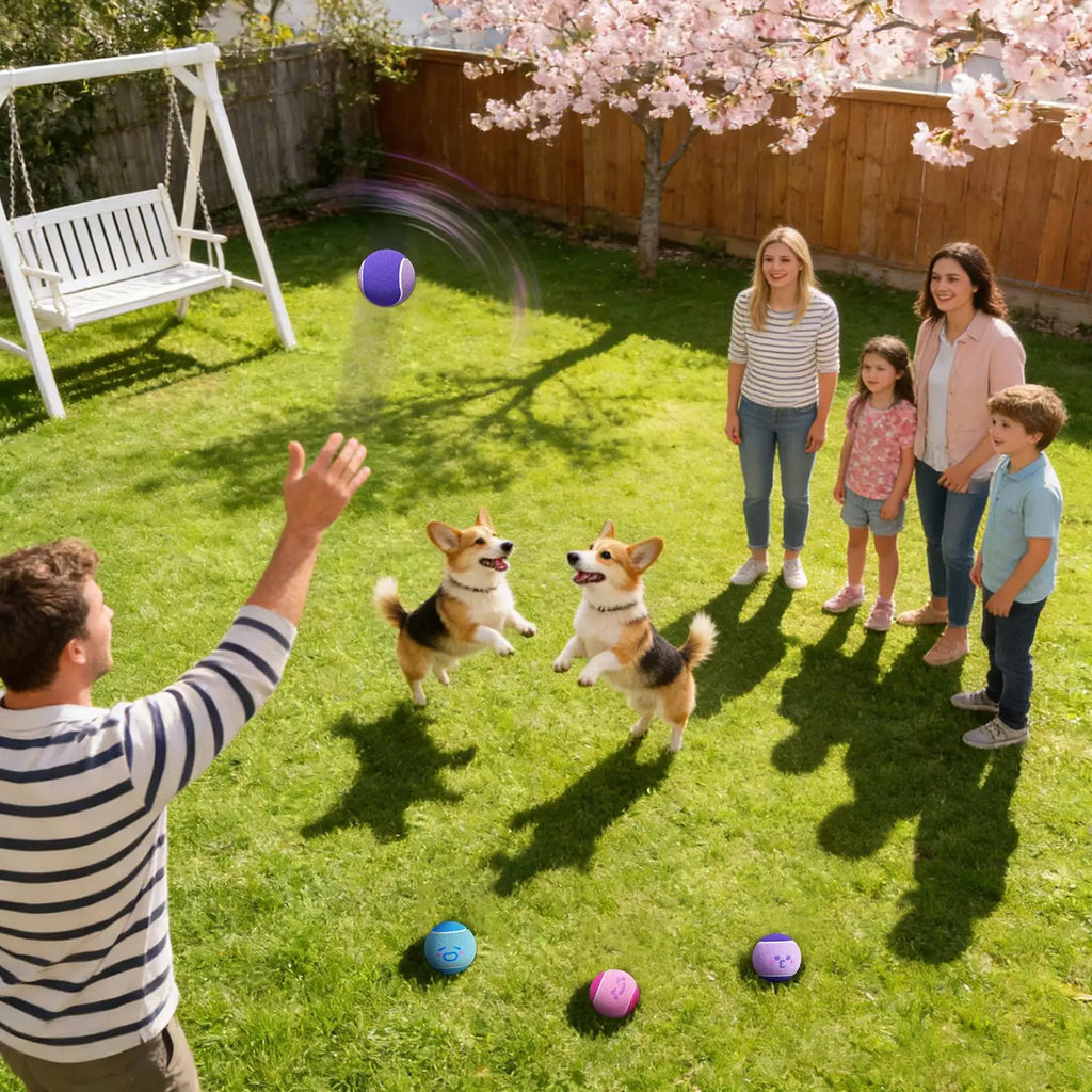 Tennis Balls for Dogs 6 Pieces Small Pet Exercise Fetch Toys Squeaky Dog Balls for Puppy Playful Outdoor Backyard Park Garden