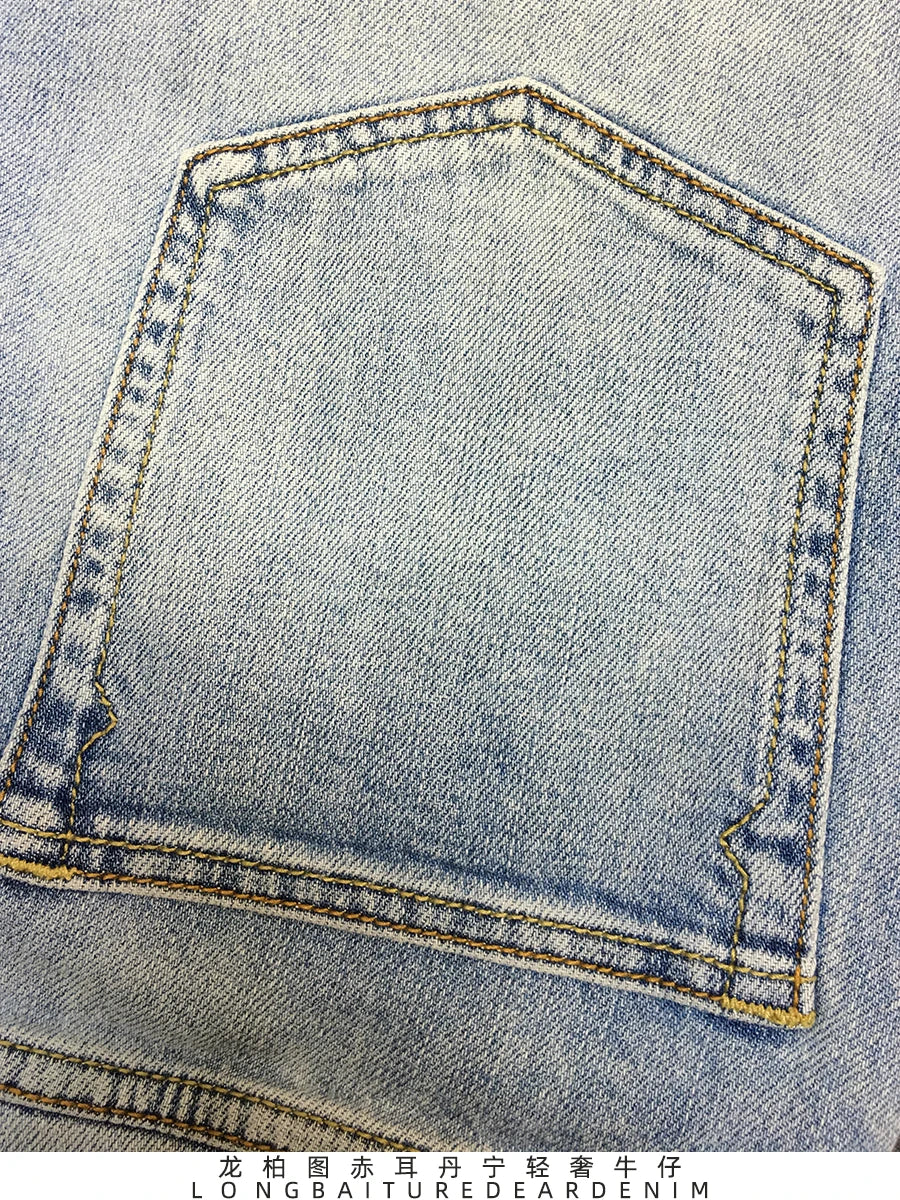Summer Thin 11oz Red Selvedge Denim Jeans for Men 94% Cotton Micro Stretch Slim Fit Straight Light Pants 24ss Y2k Youth Male 5KM