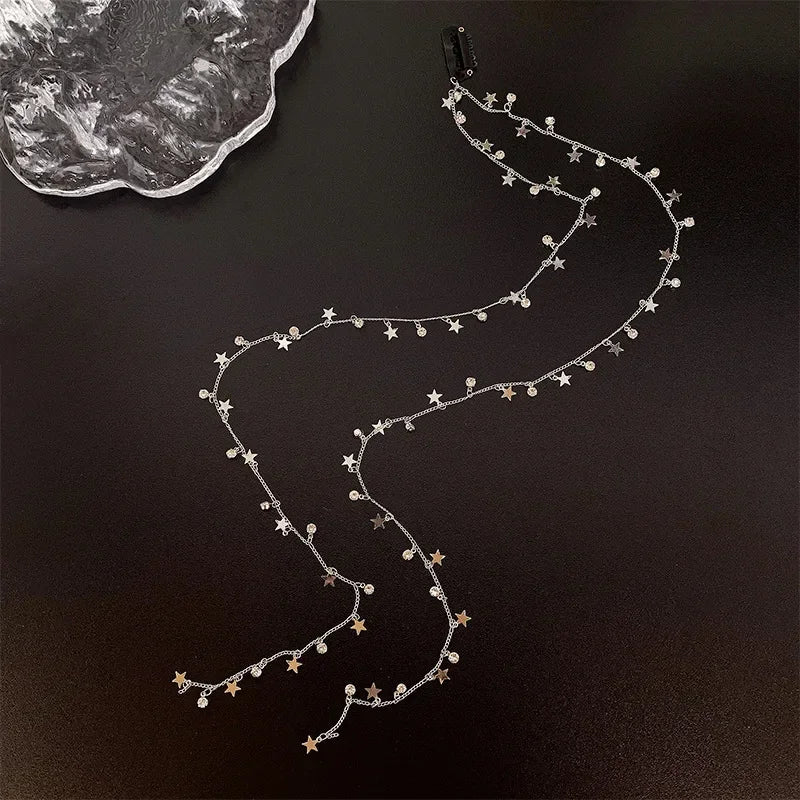 Women Wedding Dreadlocks Hair Braid Silver  Crystal Tassels Ponytail Hair Clips Ornaments Star Rhinestone