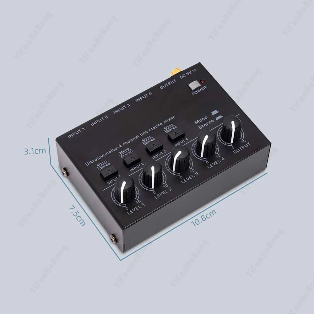 MAX400 Audio Mixer Mini Stereo Mixer Ultralow Noise 4 Channels Mixers Mixing Console DC5V for Electric Guitar Drum Piano