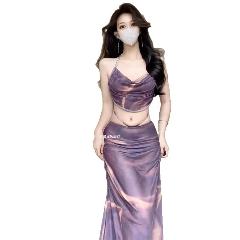 Bikini Swimsuit For Women 2025 New Three-Piece Set With Long Skirt Sexy Push-Up Underwire Beach Vacation Swimwear