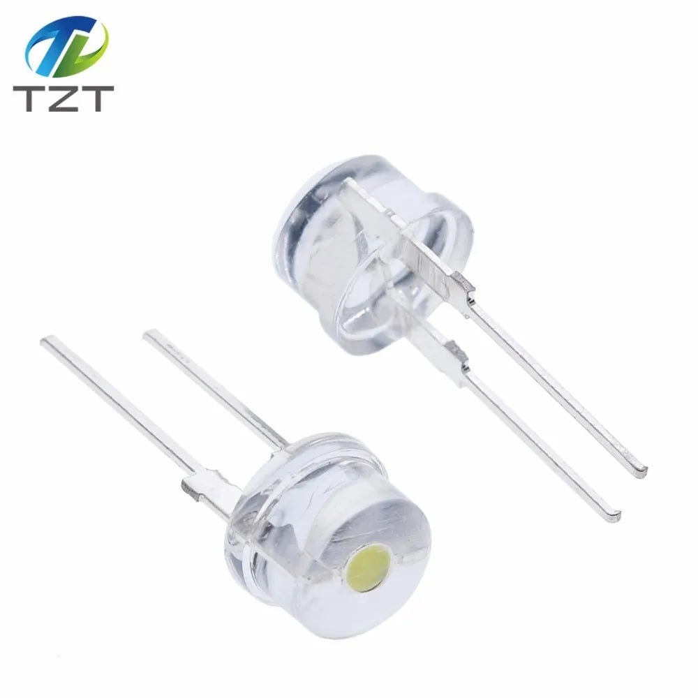 10/100PCS NEW F8 8mm 0.5W 3.0-3.2V Straw hat LED White Super bright LED lamp Wide Angle Transparent LED Lamp Strawhat LED