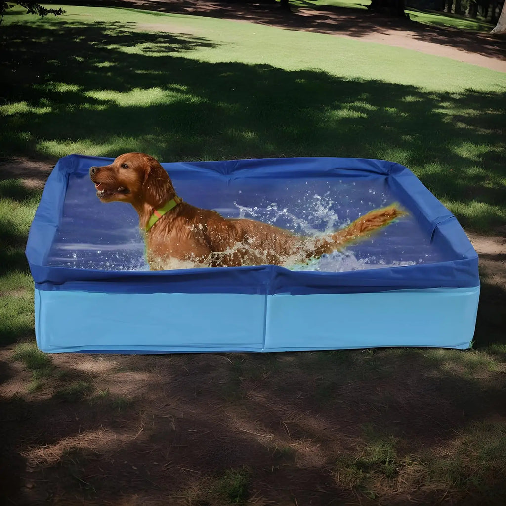 Dog Kiddie Pool PVC Square Shaped Folding Dog Bath Pool Non Inflatable Save Space small pet bathtub For Puppy Cats Pet Supplies