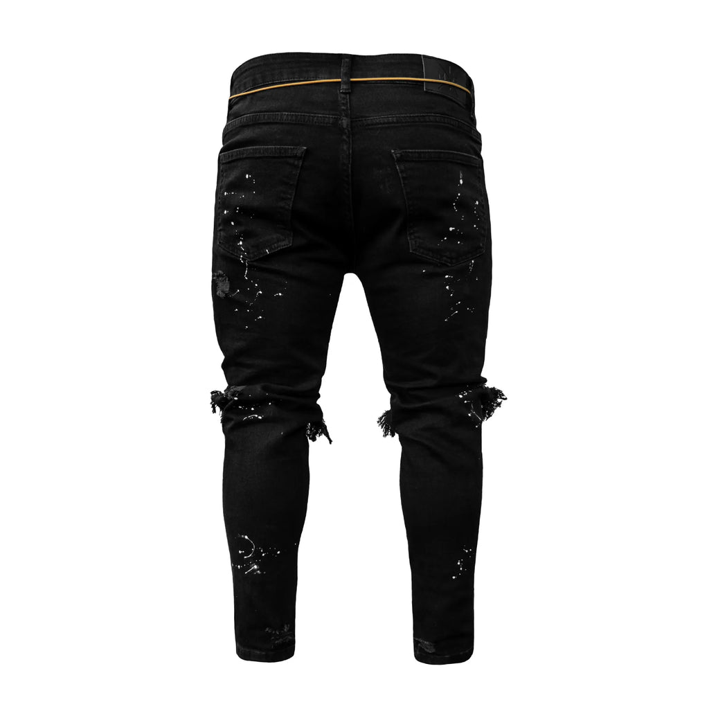 New 2026 Ripped Hole Jeans for Men Hip Hop Cargo Pant Distressed Denim Jeans Skinny Men Clothing Full Length Slim Trousers Male