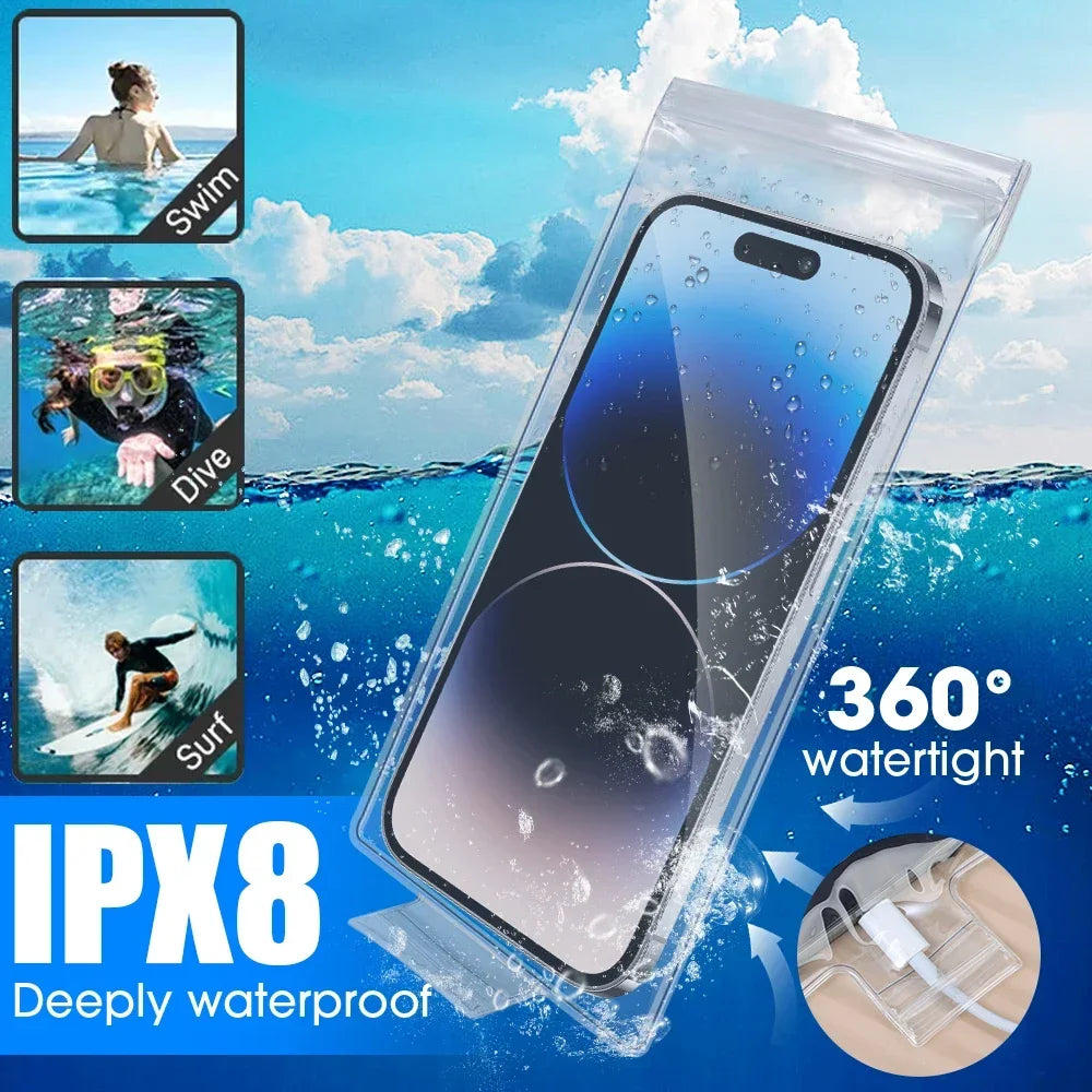 1-10pcs Waterproof Phone Bag Motorcycle Phone Case Touch Screen Heavy Duty Rainproof Pouch for Cycling with Charging Port Access