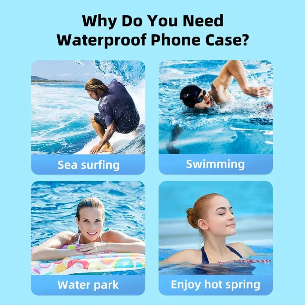 IPX8 Universal Waterproof Phone Case Water proof Bag Mobile Cover for iphone 13 14 15Pro Pouch Coque Underwater Cases Protector